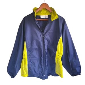 Nick & Sarah Windbreaker Full Zip Jacket Blue Yellow Womens Medium